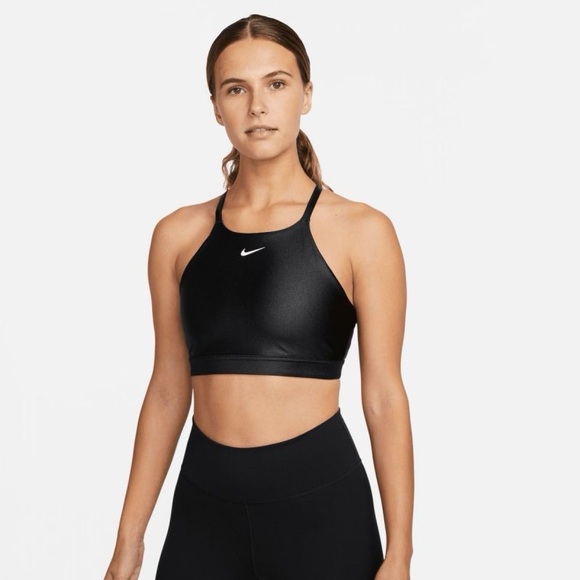 Nike Dri-Fit High Neck Racer Back Sports Bra Black - Picture 1 of 10